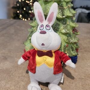 Disney Plush White Rabbit - Red, Yellow, White
